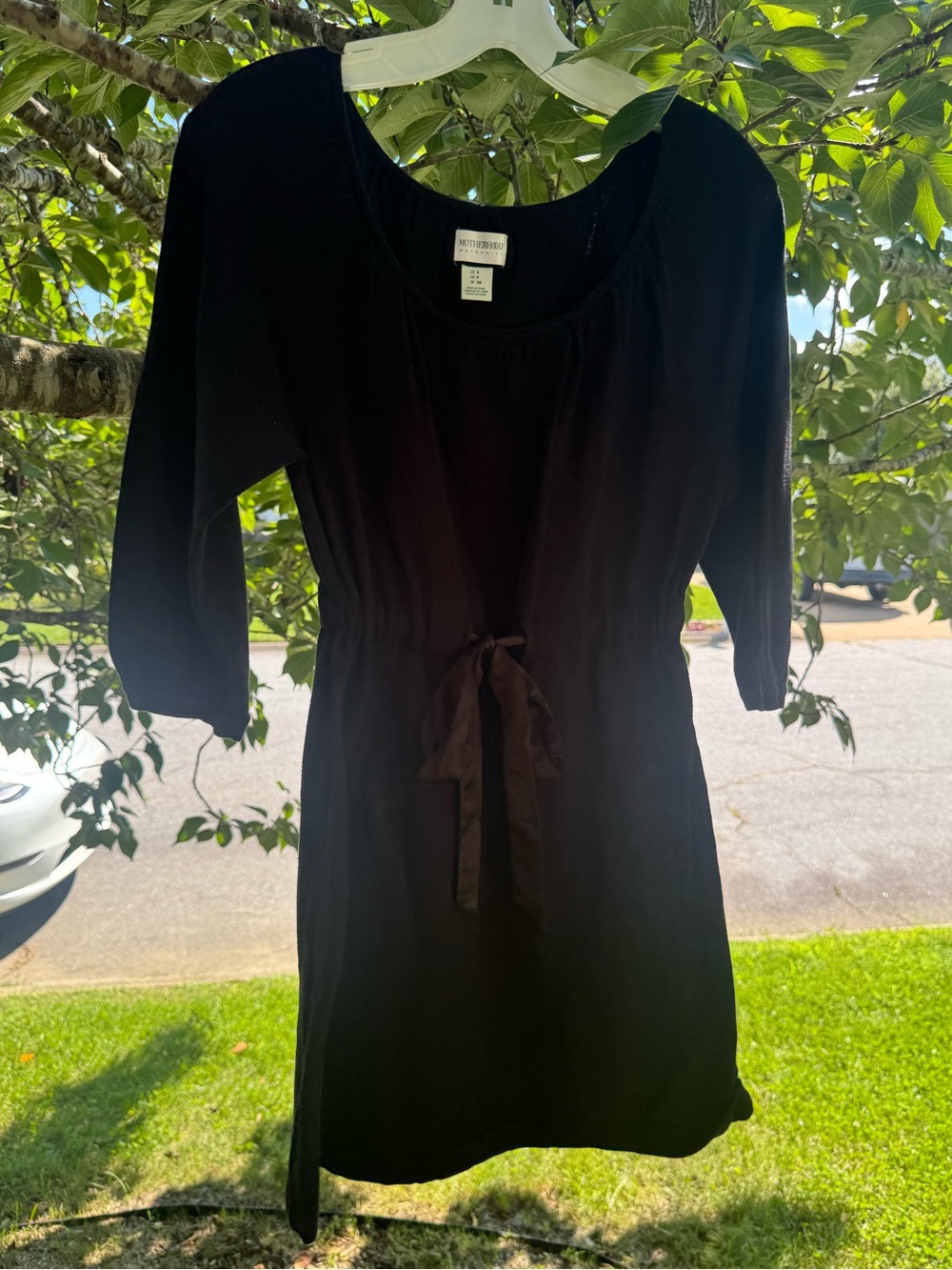 Motherhood Maternity Black Women’s Tie-Waist Dress - Classic Scoop Neck